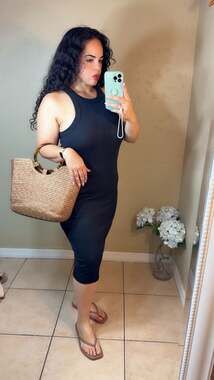 Calvin Klein Jeans Acid Wash Rib Tank Midi Bodycon Dress Black